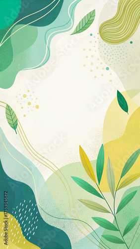 Soft Abstract Frame in Emerald and Dusty Blue