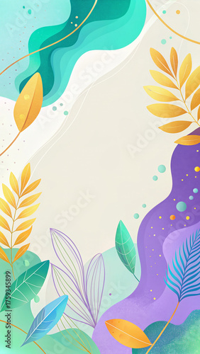 Soft Abstract Frame in Violet and Golden Orange