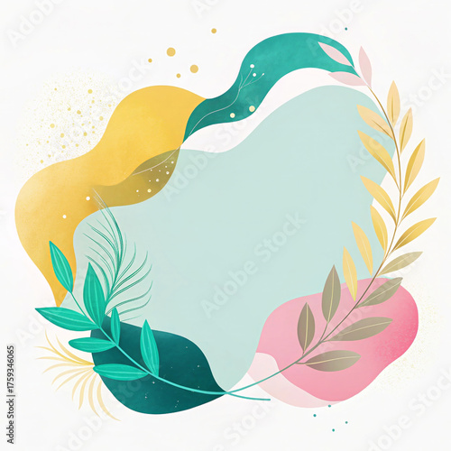 Soft Abstract Frame in Raspberry Pink and Emerald Green