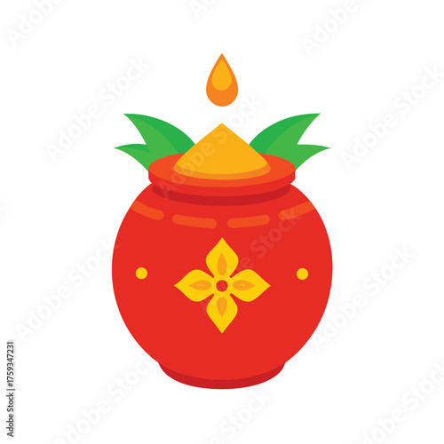 Hyper realistic 3d render of a kalash pot with glossy finish