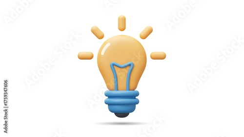 Bright light bulb idea illustration isolated on simple white background