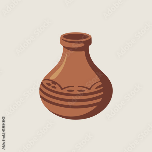 clay jug on white background