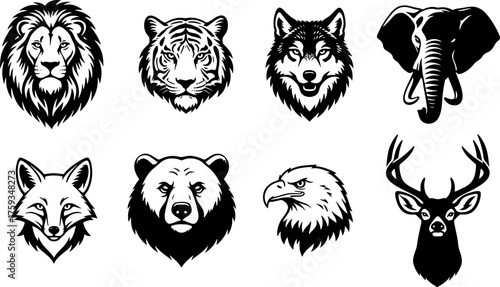 Photography Elegant collection of wild animal silhouettes in black vector style — perfect fo