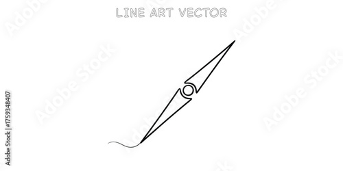 Simple drawing of a compass needle with line art
