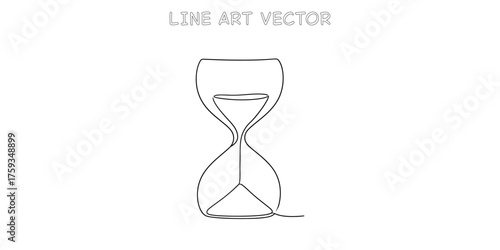 Hourglass sand timer flowing marking the passage of time line art