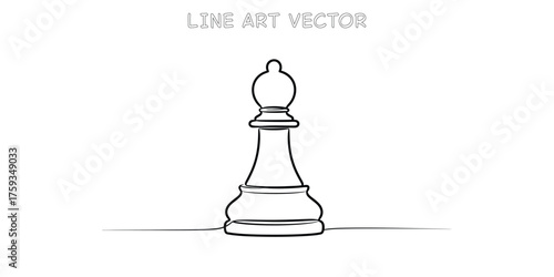 Simple line art drawing of a chess bishop piece on a line
