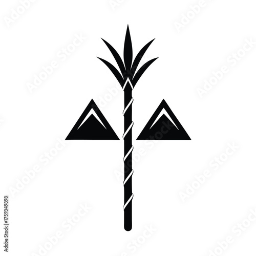 Sugar cane stalk with compass arrow spiral design