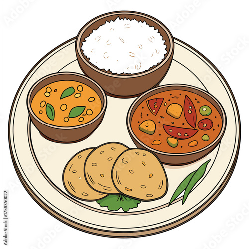 Indian thali, traditional cuisine dish