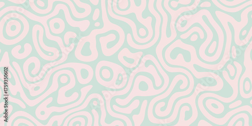 Soft pastel organic ripple pattern background. An abstract design with flowing lines in delicate pink and light blue-green hues, ideal for modern aesthetic projects and digital art