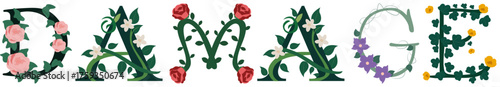 DAMAGE, Botanical Typography Vector Alphabet