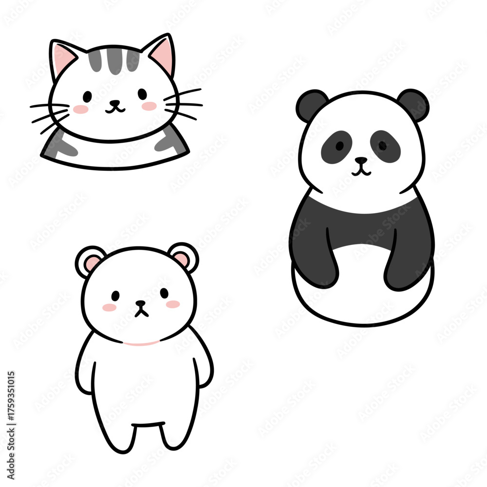 Obraz premium Cute Cartoon Animals Collection.