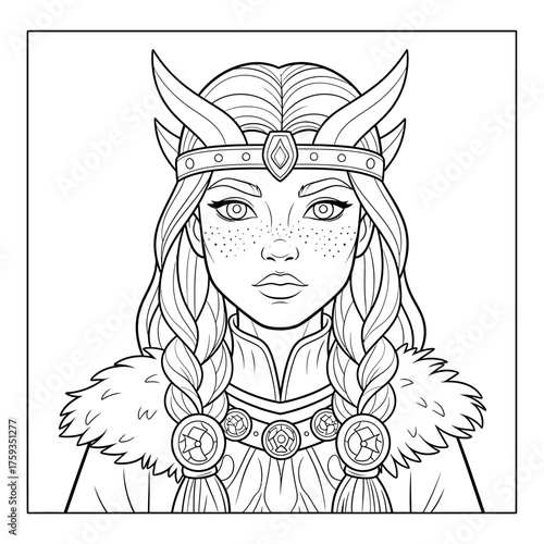 Norse Mythology Queen Frigg Wise Goddess Coloring Page for Kids Creative Fun Activity