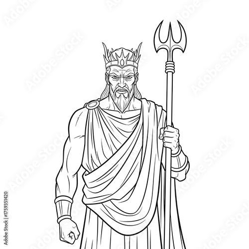 Greek Mythology God Hades Underworld Ruler Coloring Page for Kids Creative Learning