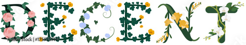 DECENT, Floral Letter Wall Art Vector