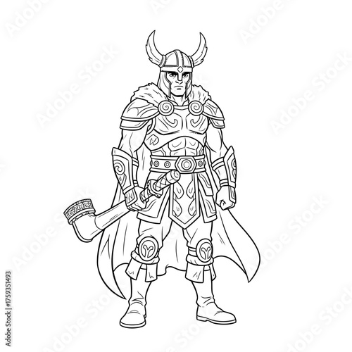 Norse Mythology God Heimdall Vigilant Watchman Coloring Page for Kids Creative Fun