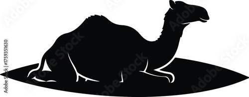 Vector Camel lying down resting on the ground silhouette illustration