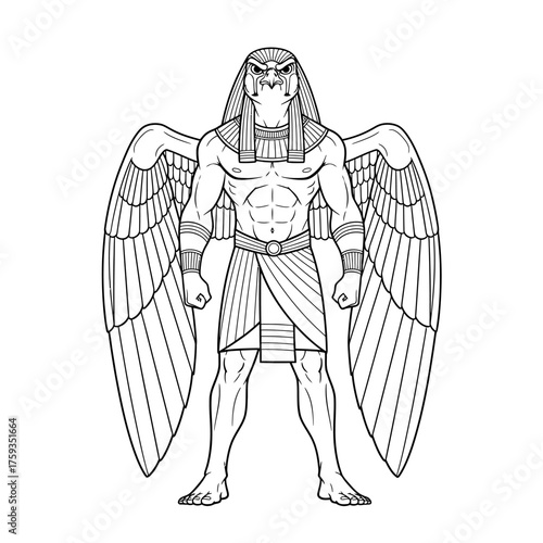 Horus Falcon Protector Coloring Page for Kids Egyptian God of the Sky and Kingship