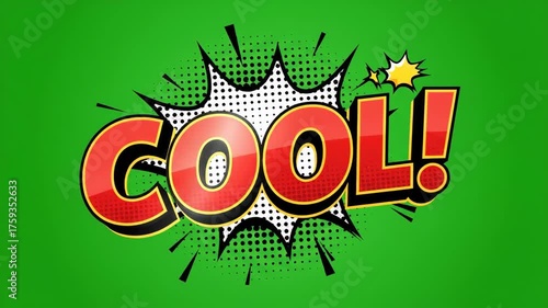 Comic book style word cool on a bright green background