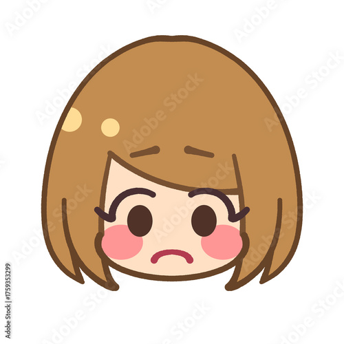 女の子の困り顔かわいいアイコンイラスト素材