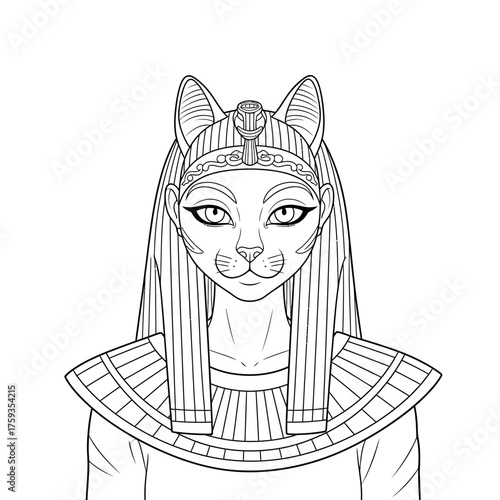 Egyptian Mythology Bastet Cat Goddess Coloring Page for Kids Creative Fun Activity