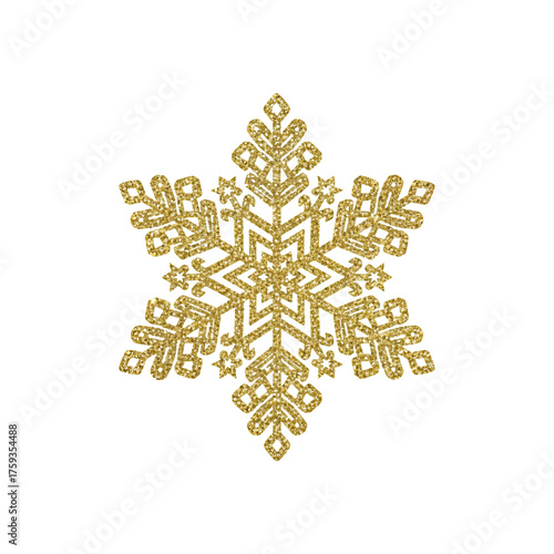 gold glitter snowflake decoration isolated png file
