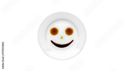 olive oil and vinegar smily face on a plate isolated png file