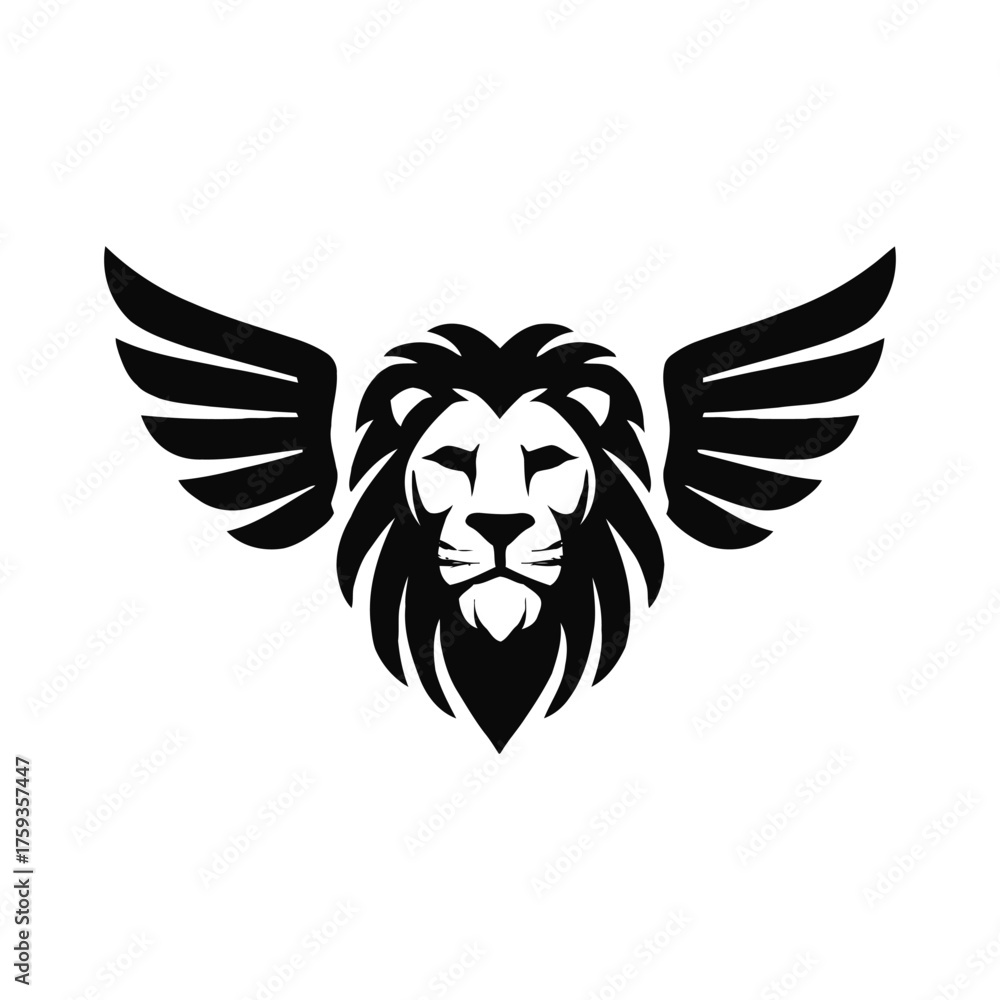 Obraz premium Powerful mythical winged lion emblem, representing courage, freedom, and majestic guardianship concept for various design projects