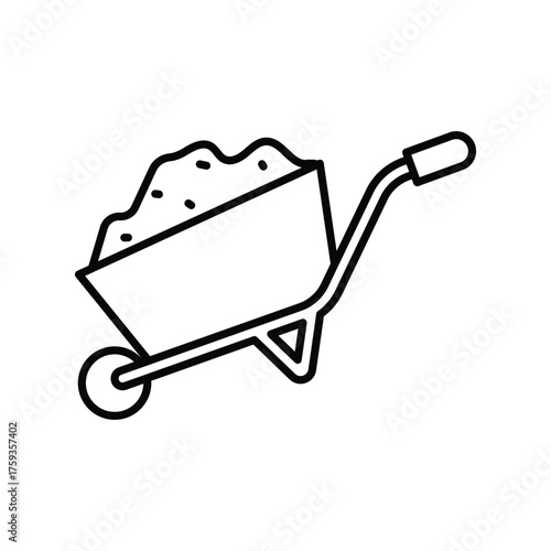 Wheelbarrow icon with white background vector stock illustration