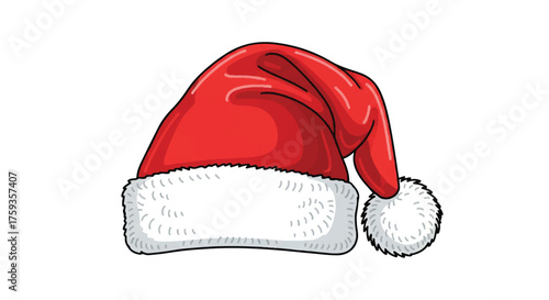 A red Santa hat with a white trim and pom-pom against a plain white background, perfect for Christmas celebration decorations.