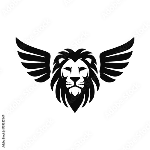 Powerful mythical winged lion emblem, representing courage, freedom, and majestic guardianship concept for various design projects