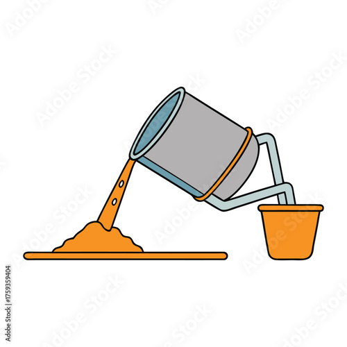 Fresh concrete flows smoothly from the mixer, filling molds and surfaces, ready to harden into strong, durable structures for construction projects of all sizes.
