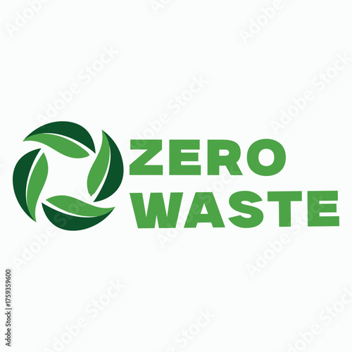 Zero Waste Logo With Green Leaves recycling