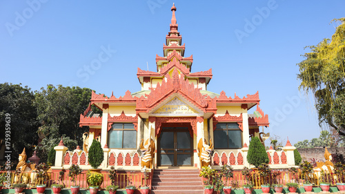 India, Bihar, Bodh Gaya, Thai Buddhist Monastery Near Sacred Mahabodhi Temple.