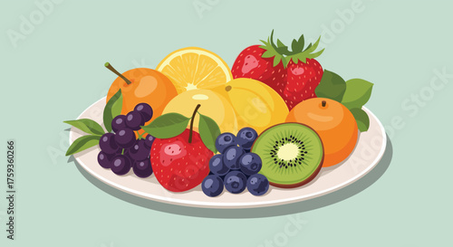 A delightful assortment of fresh fruits presented beautifully on a white plate.
