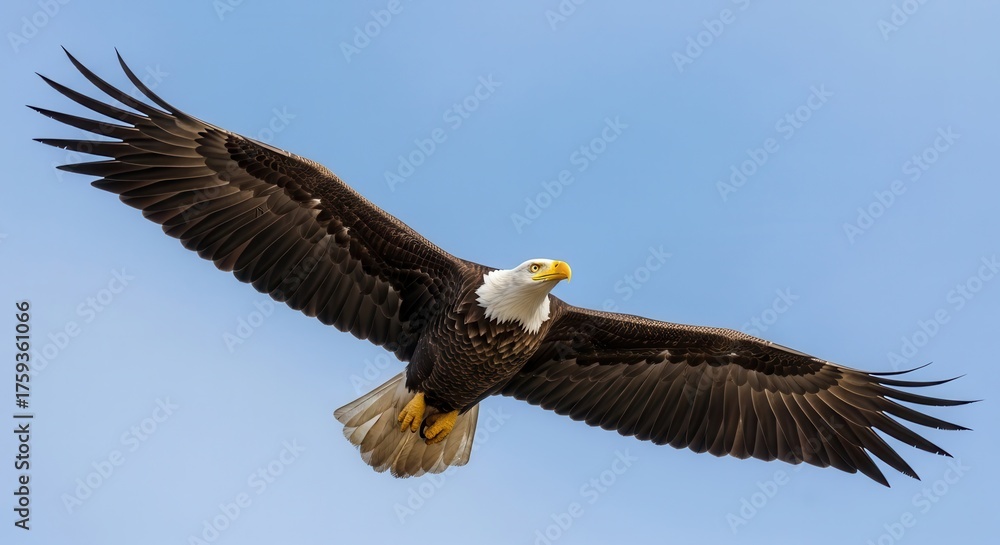 Fototapeta premium Bald eagle flying in the sky