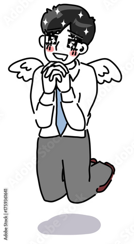 Fireして全てから解放される若手男性会社員のベクターイラスト