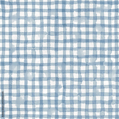 Watercolor Gingham Collection – Dusty Blue Pastel Background