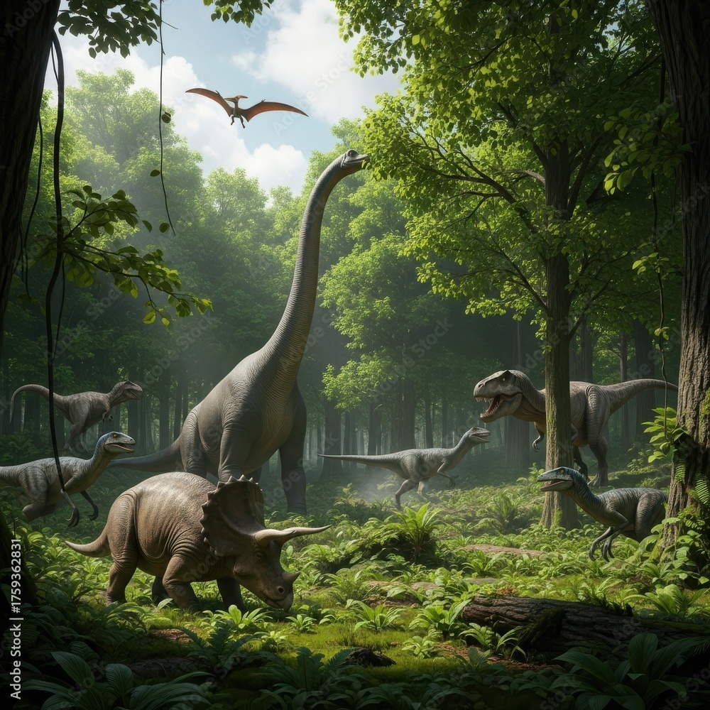 custom made wallpaper toronto digitalMagnificent Dinosaurs Roaming Through a Lush Prehistoric Forest Scene