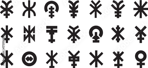 Collection of ancient slavic symbols and runes for spiritual and mystical concepts