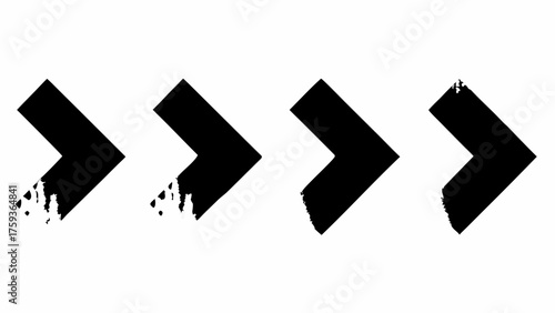 Grunge directional arrow icons for navigation and creative design, vector graphics, forward movement, wayfinding elements