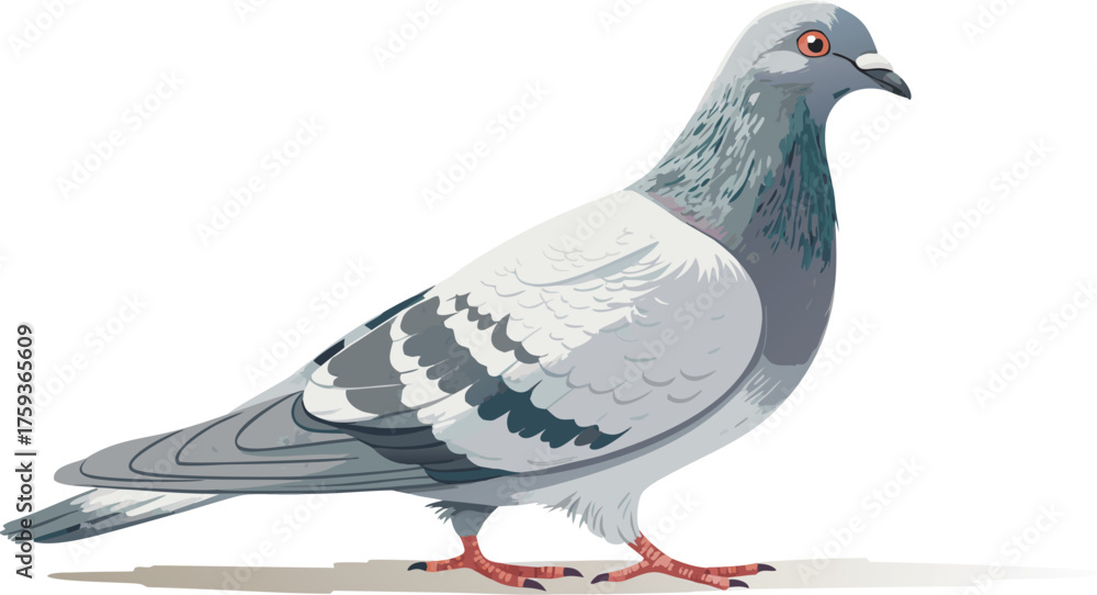 Naklejka premium Realistic Pigeon Vector Illustration on White Background