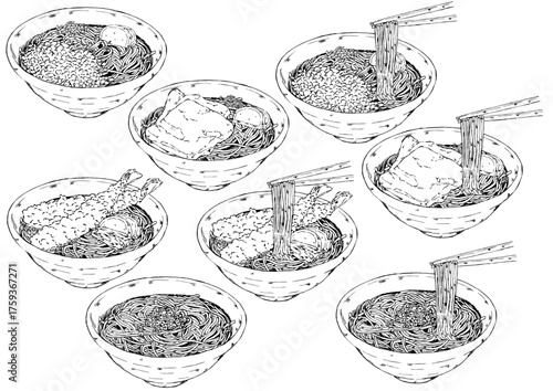 温そば8種　鉛筆