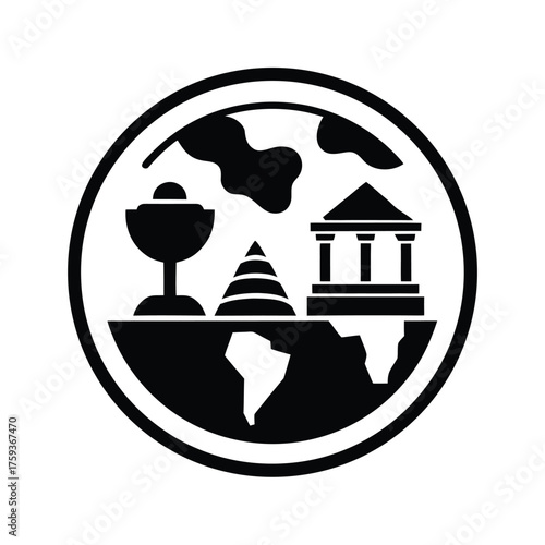 Archaeology World Heritage Icon Concept