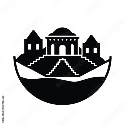 Archeological Site Landscape Icon Illustration