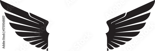Black Stylized Wings Silhouette graphic