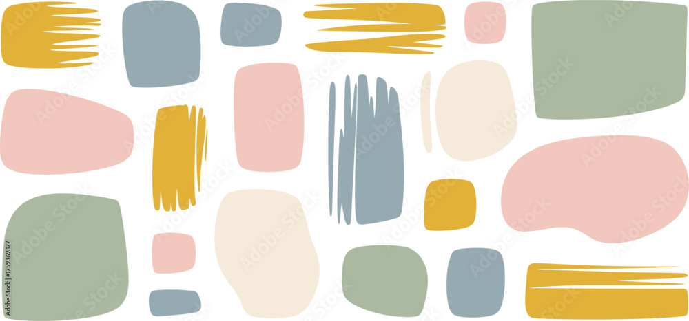 Obraz premium Abstract Organic Shapes And Brush Strokes In Muted Colors background beige
