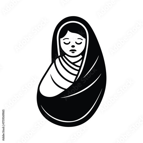 Baby Jesus Swaddled Icon Vector