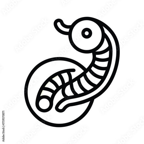 Black outline parasite icon on a white background