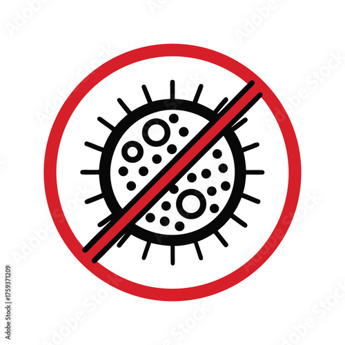 Clean black outline icon representing antibacterial properties on a white background