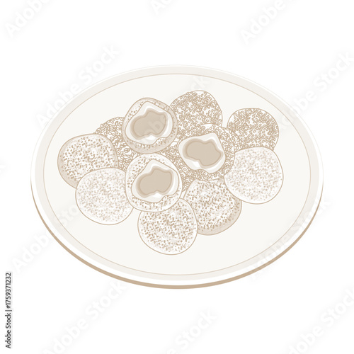 Vector Illustration Logo Line art Gyeongdan Korean Rice Cake Balls